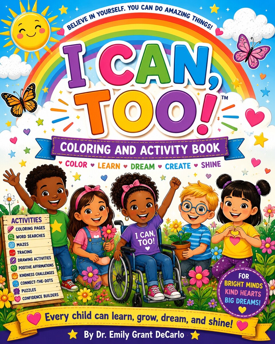 I Can, Too! Coloring and Activity Book cover by Dr. Emily Grant DeCarlo